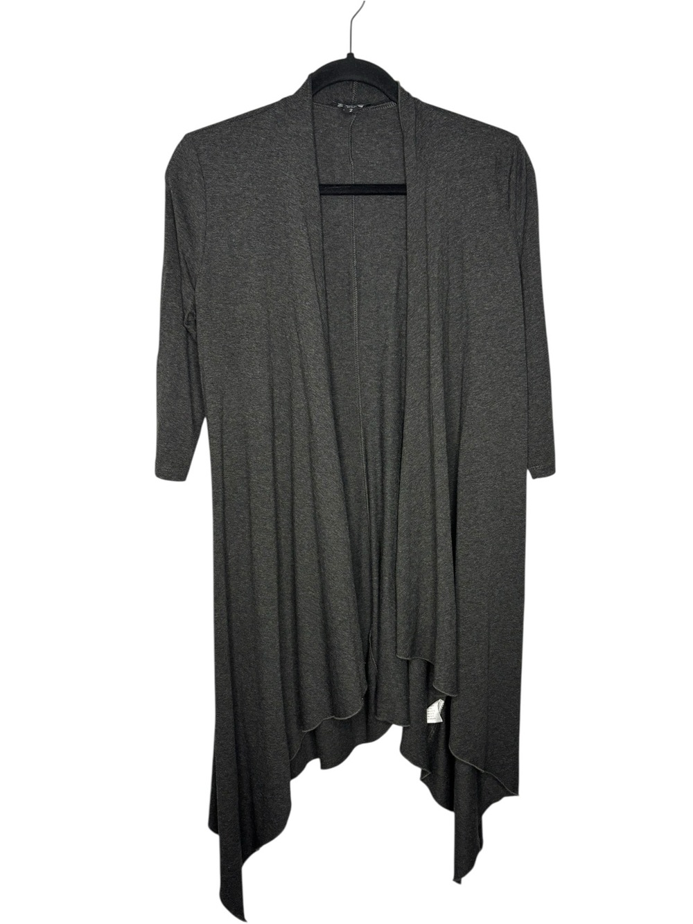Ronen Chen Long Length Open Fromt Waterfall Cardigan Charcoal Grey Size 2 (US 8)